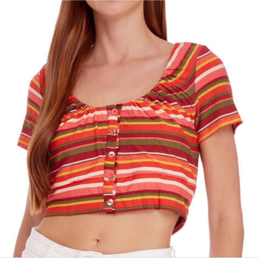 NWT BCBGeneration Women's Multicolored Striped Cropped Top - size s